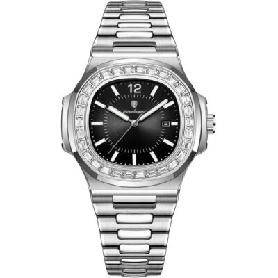 Poedagar Luxe Vierkant Kwarts Horloge - 3 ATM Waterdicht Lichtgevend Herenhorloge Roestvrij Staal - Zilver Zwart Poedagar Luxe Vierkant Kwarts Horloge - 3 ATM Waterdicht Lichtgevend Herenhorloge Roestvrij Staal - Zilver Zwart