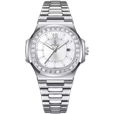 Poedagar Luxe Vierkant Kwarts Horloge - 3 ATM Waterdicht Lichtgevend Herenhorloge Roestvrij Staal - Zilver Wit Poedagar Luxe Vierkant Kwarts Horloge - 3 ATM Waterdicht Lichtgevend Herenhorloge Roestvrij Staal - Zilver Wit