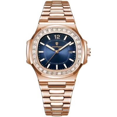 Poedagar Luxe Vierkant Kwarts Horloge - 3 ATM Waterdicht Lichtgevend Herenhorloge Roestvrij Staal - Rose Gold Blauw Poedagar Luxe Vierkant Kwarts Horloge - 3 ATM Waterdicht Lichtgevend Herenhorloge Roestvrij Staal - Rose Gold Blauw