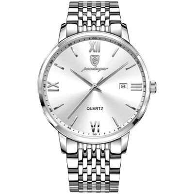 Poedagar Luxe Sport Kwarts Horloge - 3 Bar Waterdicht Lichtgevend Herenhorloge Roestvrij Staal - Zilver Wit Poedagar Luxe Sport Kwarts Horloge - 3 Bar Waterdicht Lichtgevend Herenhorloge Roestvrij Staal - Zilver Wit
