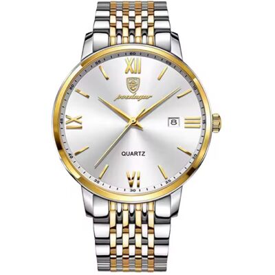 Poedagar Luxe Sport Kwarts Horloge - 3 Bar Waterdicht Lichtgevend Herenhorloge Roestvrij Staal - Goud Wit Poedagar Luxe Sport Kwarts Horloge - 3 Bar Waterdicht Lichtgevend Herenhorloge Roestvrij Staal - Goud Wit