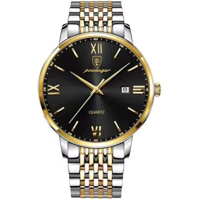 Poedagar Luxe Sport Kwarts Horloge - 3 Bar Waterdicht Lichtgevend Herenhorloge Roestvrij Staal - Goud Zwart Poedagar Luxe Sport Kwarts Horloge - 3 Bar Waterdicht Lichtgevend Herenhorloge Roestvrij Staal - Goud Zwart