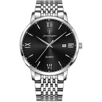 Poedagar Luxe Sport Kwarts Horloge - 3 Bar Waterdicht Lichtgevend Herenhorloge Roestvrij Staal - Zilver Zwart Poedagar Luxe Sport Kwarts Horloge - 3 Bar Waterdicht Lichtgevend Herenhorloge Roestvrij Staal - Zilver Zwart