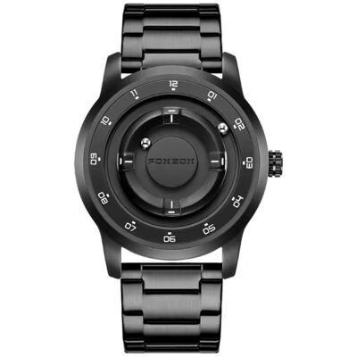 FOXBOX Horloge voor Heren - Drijvende Magnetische Wijzer Polshorloge - Schokbestendig 3 ATM - Zwart Wit Staal FOXBOX Horloge voor Heren - Drijvende Magnetische Wijzer Polshorloge - Schokbestendig 3 ATM - Zwart Wit Staal