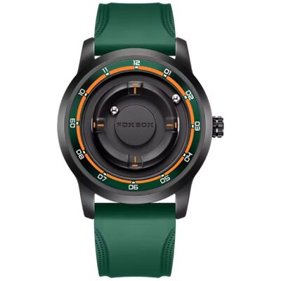 FOXBOX Horloge voor Heren - Drijvende Magnetische Wijzer Polshorloge - Schokbestendig 3 ATM - Groen Silicoon FOXBOX Horloge voor Heren - Drijvende Magnetische Wijzer Polshorloge - Schokbestendig 3 ATM - Groen Silicoon