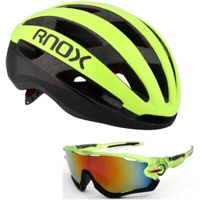 RNOX Ultralichte Fietshelm en Zonnebril - MTB Racefietshelm Fiets Bescherming - Geel RNOX Ultralichte Fietshelm en Zonnebril - MTB Racefietshelm Fiets Bescherming - Geel