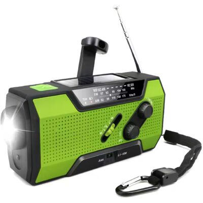 MC 2000mAh Powerbank & Noodradio op Zonne-energie met Dynamo - Ingebouwde Zaklamp - Externe Noodaccu Batterij Oplader Charger - Groen MC 2000mAh Powerbank & Noodradio op Zonne-energie met Dynamo - Ingebouwde Zaklamp - Externe Noodaccu Batterij Oplader Charger - Groen