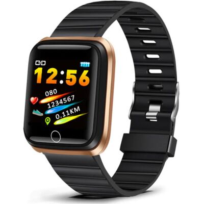 Lige Fashion Sports Smartwatch Fitness Sport Activity Tracker Smartphone Horloge iOS Android iPhone Samsung Huawei Goud Zwart TPU Lige Fashion Sports Smartwatch Fitness Sport Activity Tracker Smartphone Horloge iOS Android iPhone Samsung Huawei Goud Zwart TPU