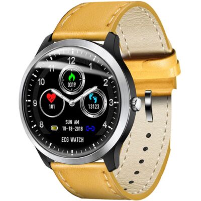 Lemfo Sports Smartwatch ECG+PPG Fitness Sport Activity Tracker Smartphone Horloge iOS Android iPhone Samsung Huawei Bruin Leer Lemfo Sports Smartwatch ECG+PPG Fitness Sport Activity Tracker Smartphone Horloge iOS Android iPhone Samsung Huawei Bruin Leer
