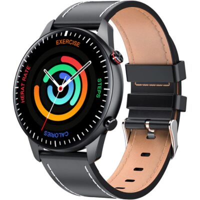 Madococo Sport Smartwatch - Leren Bandje Fitness Activity Tracker Horloge Android - Zwart Madococo Sport Smartwatch - Leren Bandje Fitness Activity Tracker Horloge Android - Zwart