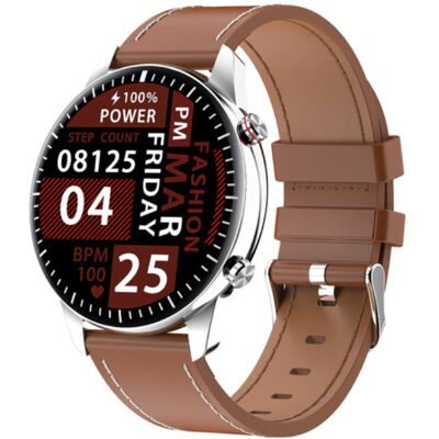 Madococo 2021 Sport Smartwatch - Leren Bandje Fitness Activity Tracker Horloge Android - Bruin Madococo 2021 Sport Smartwatch - Leren Bandje Fitness Activity Tracker Horloge Android - Bruin