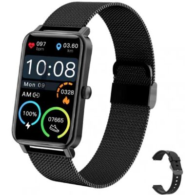 KALOSTE Smartwatch met Slaapmonitor Menstruatie Fitness Sport Activity Tracker Smartphone Horloge iOS Android IP68 Waterdicht Zwart Mesh KALOSTE Smartwatch met Slaapmonitor Menstruatie Fitness Sport Activity Tracker Smartphone Horloge iOS Android IP68 Waterdicht Zwart Mesh