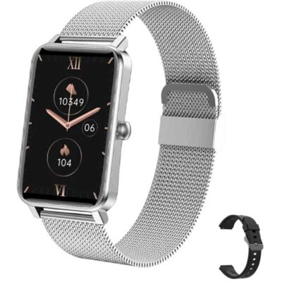 KALOSTE Smartwatch met Slaapmonitor Menstruatie Fitness Sport Activity Tracker Smartphone Horloge iOS Android IP68 Waterdicht Zilver Mesh KALOSTE Smartwatch met Slaapmonitor Menstruatie Fitness Sport Activity Tracker Smartphone Horloge iOS Android IP68 Waterdicht Zilver Mesh