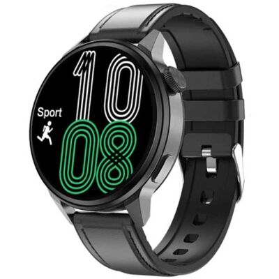 SACOSDING Smartwatch Fitness Sport Activity Tracker Horloge - NFC / ECG / GPS / IP68 - Leer Bandje Zwart SACOSDING Smartwatch Fitness Sport Activity Tracker Horloge - NFC / ECG / GPS / IP68 - Leer Bandje Zwart
