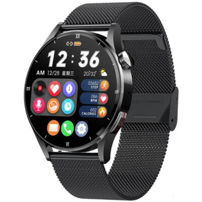 Lige Smartwatch met Lichaamstemperatuur, Bloeddrukmeter en Zuurstofmeter - Fitness Sport Activity Tracker Horloge iOS Android - Mesh Bandje Zwart Lige Smartwatch met Lichaamstemperatuur, Bloeddrukmeter en Zuurstofmeter - Fitness Sport Activity Tracker Horloge iOS Android - Mesh Bandje Zwart