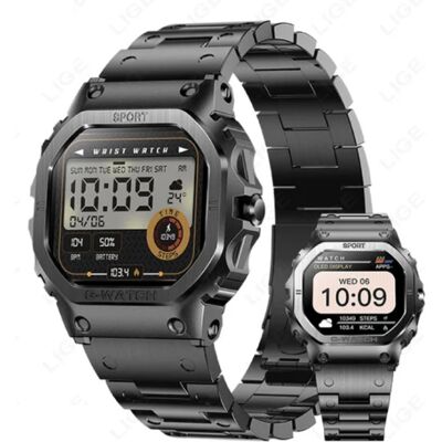 Lige Smartwatch Gezondheid Monitor - Sport Health Tracker Horloge - Staal Bandje - Zwart Lige Smartwatch Gezondheid Monitor - Sport Health Tracker Horloge - Staal Bandje - Zwart
