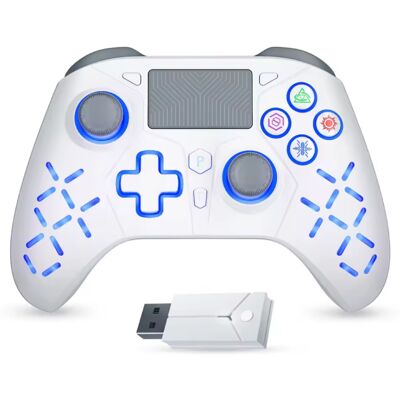 Bonacell RGB Gaming Controller voor PS5 / PS4 / PC - Draadloze Gamepad met Vibratie - Wit Bonacell RGB Gaming Controller voor PS5 / PS4 / PC - Draadloze Gamepad met Vibratie - Wit