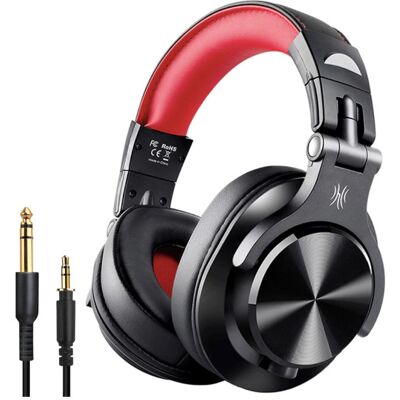 OneOdio Fusion A70 Studio Bluetooth Koptelefoon met 6.35mm en 3.5mm AUX Aansluiting - Headset met Microfoon DJ Headphones Rood OneOdio Fusion A70 Studio Bluetooth Koptelefoon met 6.35mm en 3.5mm AUX Aansluiting - Headset met Microfoon DJ Headphones Rood