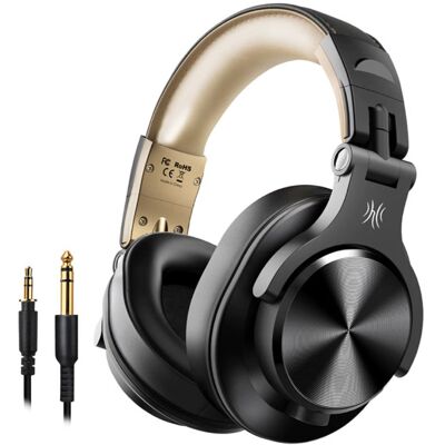 OneOdio Fusion A70 Studio Bluetooth Koptelefoon met 6.35mm en 3.5mm AUX Aansluiting - Headset met Microfoon DJ Headphones Goud OneOdio Fusion A70 Studio Bluetooth Koptelefoon met 6.35mm en 3.5mm AUX Aansluiting - Headset met Microfoon DJ Headphones Goud