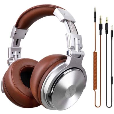 OneOdio Pro Studio Koptelefoon met 6.35mm en 3.5mm AUX Aansluiting - Headset met Microfoon DJ Headphones Zilver OneOdio Pro Studio Koptelefoon met 6.35mm en 3.5mm AUX Aansluiting - Headset met Microfoon DJ Headphones Zilver