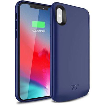 Stuff Certified® iPhone XS Max 5000mAh Slim Powercase Powerbank Oplader Batterij Cover Case Hoesje Blauw Stuff Certified® iPhone XS Max 5000mAh Slim Powercase Powerbank Oplader Batterij Cover Case Hoesje Blauw