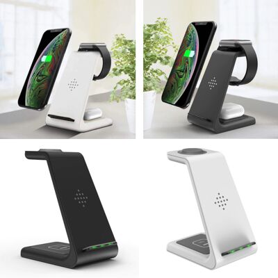 Bonola 3 in 1 Oplaadstation voor Apple iPhone / iWatch / AirPods - Charging Dock 18W Wireless Pad Zwart / Wit Bonola 3 in 1 Oplaadstation voor Apple iPhone / iWatch / AirPods - Charging Dock 18W Wireless Pad Zwart / Wit