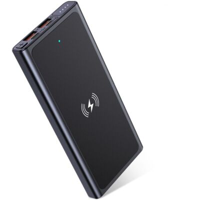 Kuulaa 10.000mAh Draadloze Qi Oplader + Powerbank Noodaccu Batterij Wireless Charger Pad Zwart Kuulaa 10.000mAh Draadloze Qi Oplader + Powerbank Noodaccu Batterij Wireless Charger Pad Zwart