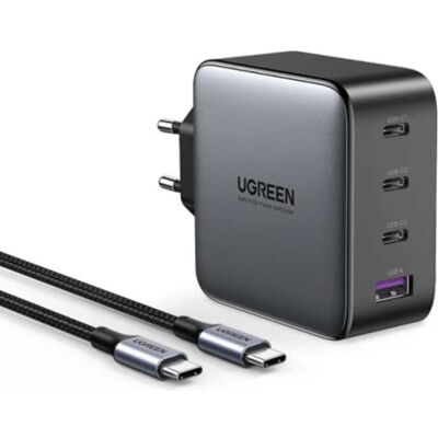 UGREEN 100W Stekkerlader en Oplaadkabel - Quad Port PD / Quick Charge 3.0 - GaN Power Delivery USB Fast Charge - Oplader Muur Wallcharger AC Thuislader Adapter Zwart UGREEN 100W Stekkerlader en Oplaadkabel - Quad Port PD / Quick Charge 3.0 - GaN Power Delivery USB Fast Charge - Oplader Muur Wallcharger AC Thuislader Adapter Zwart