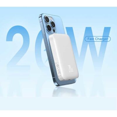 Baseus 10.000mAh Mini Magnetische Qi Powerbank voor Mobiele Telefoons - 20W PD Oplader Draadloos Batterij Accu Wit Baseus 10.000mAh Mini Magnetische Qi Powerbank voor Mobiele Telefoons - 20W PD Oplader Draadloos Batterij Accu Wit