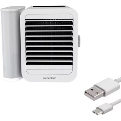 Microhoo Draagbare Air Conditoner Ventilator - Mini USB Luchtkoeler - 1000ml Watertank - Wit Microhoo Draagbare Air Conditoner Ventilator - Mini USB Luchtkoeler - 1000ml Watertank - Wit