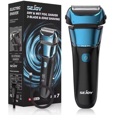 Sejoy Scheerapparaat met LED Display - Elektrsiche Tondeuse Baard Trimmer Draadloos Scheermachine - Blauw Sejoy Scheerapparaat met LED Display - Elektrsiche Tondeuse Baard Trimmer Draadloos Scheermachine - Blauw