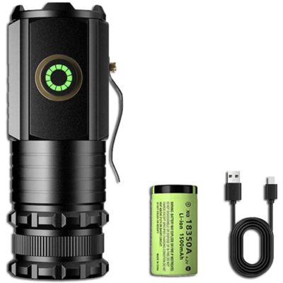 ZHIYU Mini LED Zaklamp met Magneet en Clip - 2000 Lumen USB Type C Oplaadbaar SST20 Kampeer Licht Lantaarn Zwart ZHIYU Mini LED Zaklamp met Magneet en Clip - 2000 Lumen USB Type C Oplaadbaar SST20 Kampeer Licht Lantaarn Zwart