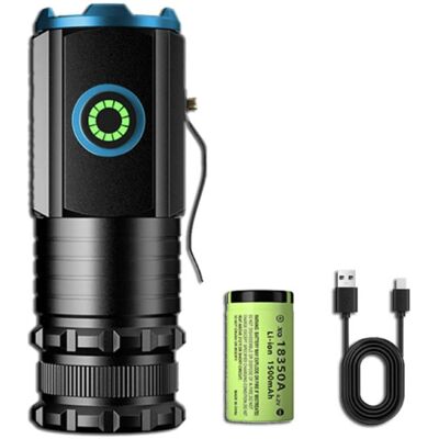 ZHIYU Mini LED Zaklamp met Magneet en Clip - 2000 Lumen USB Type C Oplaadbaar SST20 Kampeer Licht Lantaarn Blauw ZHIYU Mini LED Zaklamp met Magneet en Clip - 2000 Lumen USB Type C Oplaadbaar SST20 Kampeer Licht Lantaarn Blauw