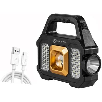 Shustar Solar Torch LED Zaklamp - USB Oplaadbaar Sterk Licht Kamperen - 2400 Lumen - Goud Shustar Solar Torch LED Zaklamp - USB Oplaadbaar Sterk Licht Kamperen - 2400 Lumen - Goud