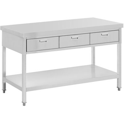 RVS werktafel - PREMIUM - 150 x 60 cm - 400 kg - 3 laden - Royal Catering RCAT-150/60-D RVS werktafel - PREMIUM - 150 x 60 cm - 400 kg - 3 laden - Royal Catering RCAT-150/60-D
