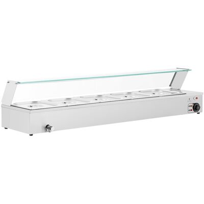 Royal Catering Bain Marie - 2,000 W - 5 GN 1/2 - Aftapkraan - Glasbeschermer RCBM_GN1/2_4 Royal Catering Bain Marie - 2,000 W - 5 GN 1/2 - Aftapkraan - Glasbeschermer RCBM_GN1/2_4