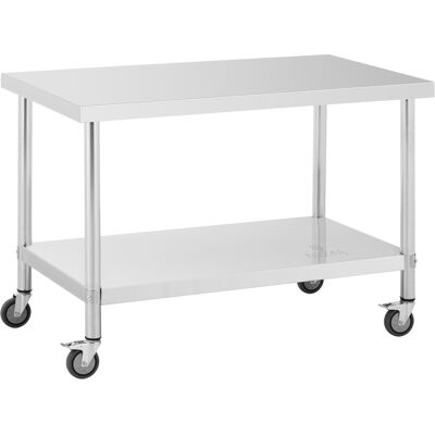 RVS tafel met wielen - PREMIUM - 70 x 120 cm - 158 kg - Royal Catering RCAT-120/70-W RVS tafel met wielen - PREMIUM - 70 x 120 cm - 158 kg - Royal Catering RCAT-120/70-W