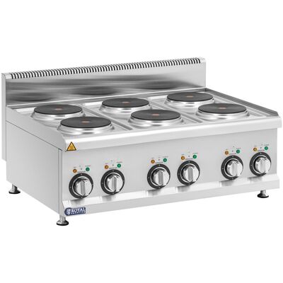 Commerciële elektrische kookplaat - 12 kW - 6 platen - 90 x 65 cm - Pro 650 Serie - Royal Catering RCES-120/700-6B Commerciële elektrische kookplaat - 12 kW - 6 platen - 90 x 65 cm - Pro 650 Serie - Royal Catering RCES-120/700-6B