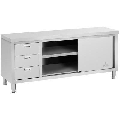 RVS werkkast - ECO - 200 x 60 cm - 600 kg - Royal Catering RCSSCB-200X60-S RVS werkkast - ECO - 200 x 60 cm - 600 kg - Royal Catering RCSSCB-200X60-S