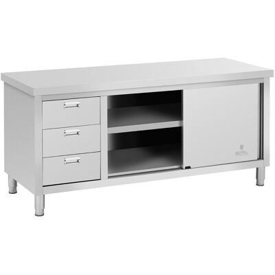 RVS werkkast - ECO - 180 x 70 cm - 600 kg - 3 laden - Royal Catering RCSSCB-180X70-S RVS werkkast - ECO - 180 x 70 cm - 600 kg - 3 laden - Royal Catering RCSSCB-180X70-S
