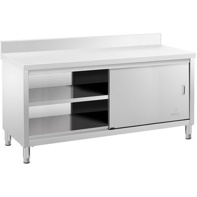 RVS werkkast - ECO - 180 x 60 cm - 600 kg - achterwand - Royal Catering RCSSCB-180X60-E-B RVS werkkast - ECO - 180 x 60 cm - 600 kg - achterwand - Royal Catering RCSSCB-180X60-E-B