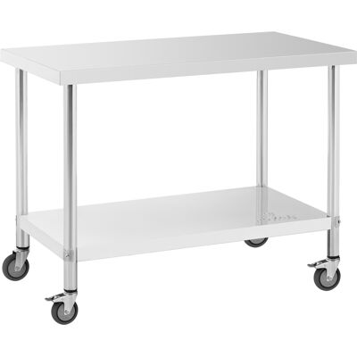 RVS tafel met wielen - PREMIUM - 60 x 120 cm - 158 kg - Royal Catering RCAT-120/60-W RVS tafel met wielen - PREMIUM - 60 x 120 cm - 158 kg - Royal Catering RCAT-120/60-W