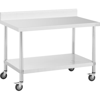 Roestvrijstalen tafel met wielen - 70 x 120 cm - opstand - 158 kg draagvermogen - Royal Catering RCAT-120/70-WS Roestvrijstalen tafel met wielen - 70 x 120 cm - opstand - 158 kg draagvermogen - Royal Catering RCAT-120/70-WS