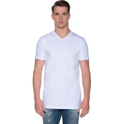 Slater Heren Ondershirts Extra Lang V-hals 2-pack Wit In Maat: XXXL Slater Heren Ondershirts Extra Lang V-hals 2-pack Wit In Maat: XXXL