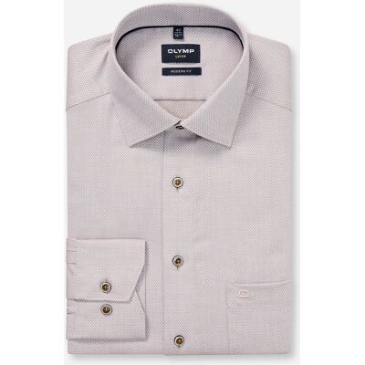 OLYMP Heren Luxor Modern Fit Dress Shirt Bruin In Maat: 43 OLYMP Heren Luxor Modern Fit Dress Shirt Bruin In Maat: 43