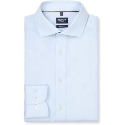 OLYMP Heren Modern Fit Overhemd Blauw In Maat: 47 OLYMP Heren Modern Fit Overhemd Blauw In Maat: 47