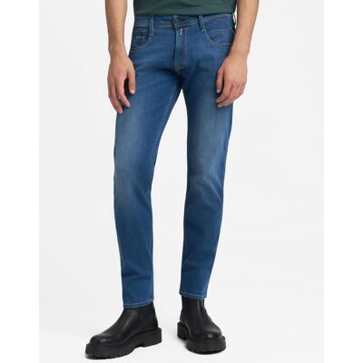 Replay Heren Anbass Powerstretch Jeans Blauw In Maat: 31/32 Replay Heren Anbass Powerstretch Jeans Blauw In Maat: 31/32