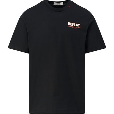Replay Heren T-shirt Zwart In Maat: M Replay Heren T-shirt Zwart In Maat: M