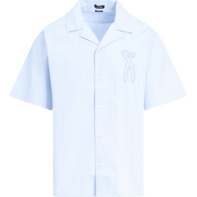 Denham Heren Scissor Patch Casual Shirt Blauw In Maat: L Denham Heren Scissor Patch Casual Shirt Blauw In Maat: L