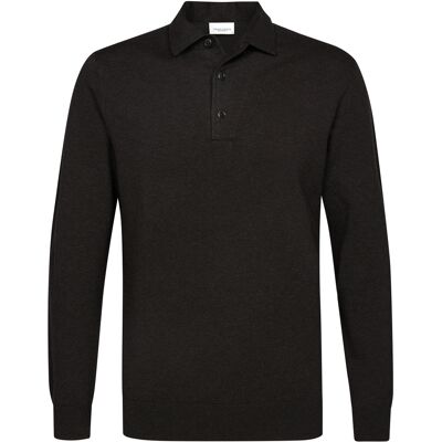Profuomo Heren Polo Lange Mouw Bruin In Maat: XXL Profuomo Heren Polo Lange Mouw Bruin In Maat: XXL